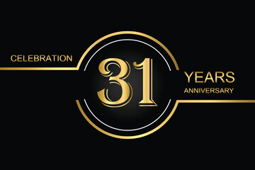 Luxury 31st anniversary celebration design with gold text on a dark background. Perfect for elegant event invitations, milestone banners, or corporate anniversary templates.