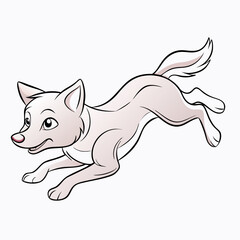Cartoon White Dog Running, Jumping Puppy Illustration