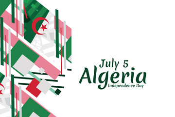 Fifth of July. Independence Day of Algeria vector illustration. Suitable for greeting card, poster and banner.