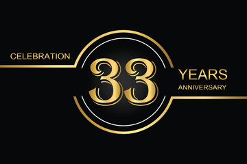 Luxury 33rd anniversary celebration design with gold text on a dark background. Perfect for elegant event invitations, milestone banners, or corporate anniversary templates.