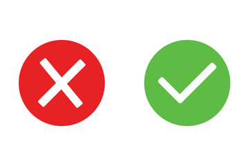 Red cross and green check mark symbols on white background.