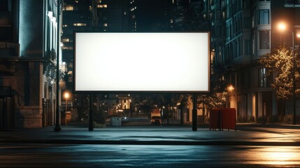Stylish billboard mockup in urban city environment at night, and empty advertising space, background wallpaper AI generated image
