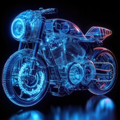 Futuristic Motorcycle, Transparent Vision of Speed and Power