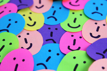 Background full of faces with different moods