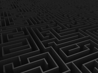 Dark endless maze 3d rendering