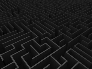 Dark endless maze 3d rendering