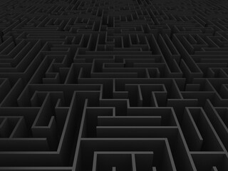 Dark endless maze 3d rendering
