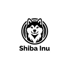 Shiba Inu Logo: A minimalist design capturing the essence of the Shiba Inu dog breed, featuring a circular emblem with a detailed head portrait and bold lettering.