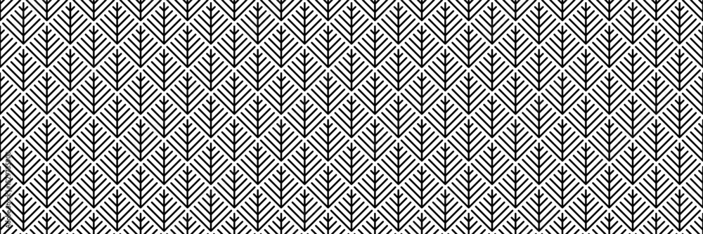 Aufkleber horizontal seamless black fir branch for pattern and background.