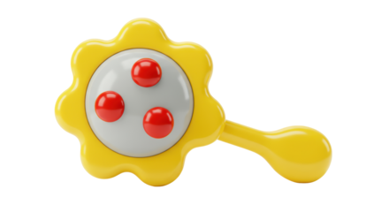 Isolated Yellow Baby Rattle Toy