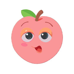 Obraz premium Emoji pink peach fruit. Emotion 3d cartoon icon. Vector illustration ai generate