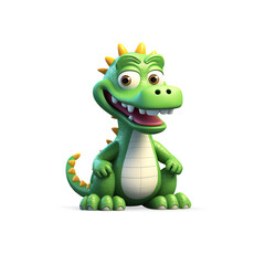 3D Crocodile on a Transparent Background