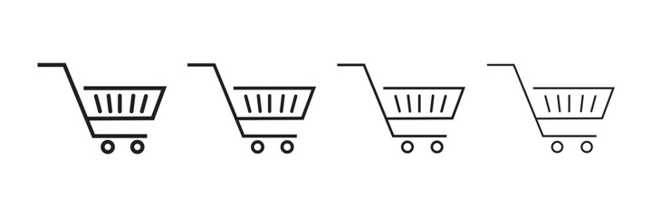 Shopping cart icon for online shopping and retail design. Line art shopping cart icon outline vector illustration