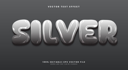 Silver Chrome Style 3d editable text effect template Suitable for modern style