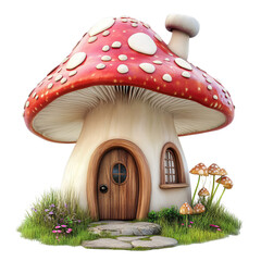 Cute mushroom house illustration