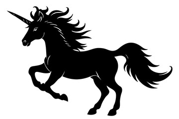 Majestic black unicorn silhouette illustration