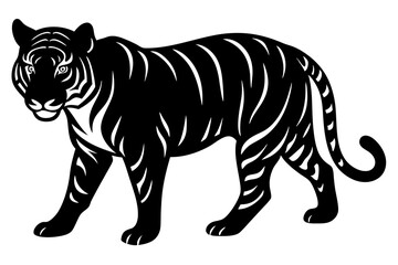 Black and white stylized tiger illustration