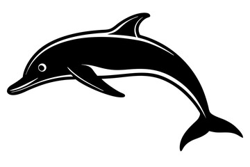 Black and white dolphin silhouette illustration