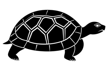 Black and white silhouette of a tortoise