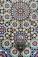 Moroccan Islamic mosaic tiles in Marrakesh, Morocco