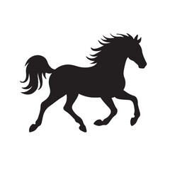 Obraz premium Running Horse Silhouette with Flowing Mane in Motion Pose