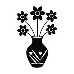 Cute Love flower vase silhouette icon