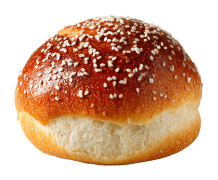 Baking freshly made sesame-topped buns kitchen food cozy environment top view
