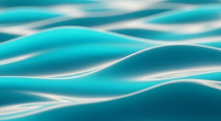 Fototapeta premium Bright Abstract Background with Turquoise and Cyan Flowing Waves, Glowing Smooth Texture for Tech, Nature or Digital Projects