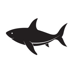 Obraz premium Silhouette of Shark Swimming in Ocean with Bold Fin Shape
