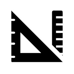 Simple geometry set with ruler and triangle. This geometry set icon includes black ruler and triangle for precise measurements. Geometry set perfect for educational materials, websites, or app icon.