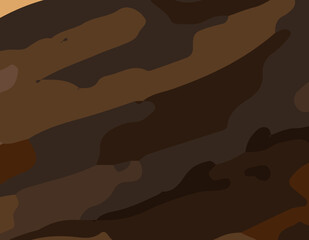 camouflage-style abstract pattern in earthy brown and orange tones. The design includes irregular, fluid shapes in varying shades, Burnt orange, Sienna, Tan, Chocolate brown, Dark coffee black wall