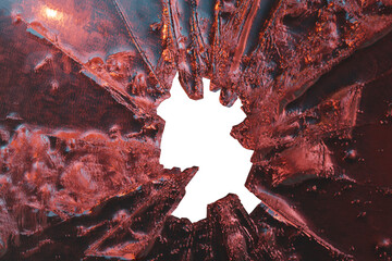 3D Rendering of shattered glass in abstract light