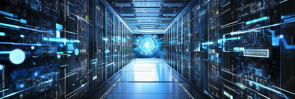 Poster Futuristic data corridor in a high-tech environment Generative AI
