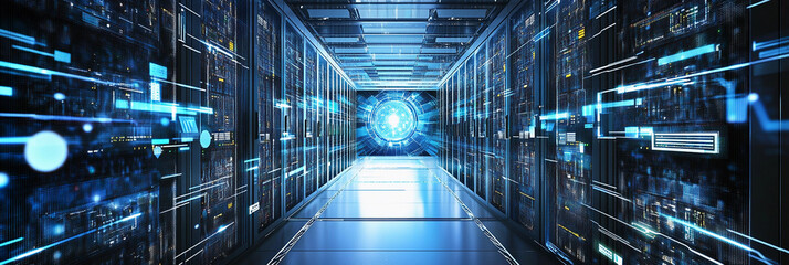 Futuristic data corridor in a high-tech environment Generative AI