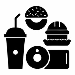 Vector hand drawn food emblems and illustrations. Fast Food set. stock illustration.
