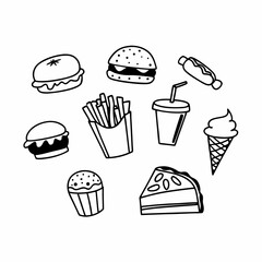 Collection stock food various of doodles
