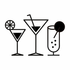 Vector image of the outline champagne glasses icon.
