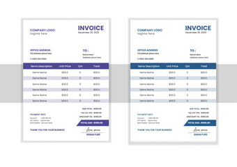 Minimal Corporate Business Invoice design template vector illustration bill form price invoice. Creative invoice template vector. business stationery design payment agreement design