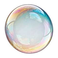Colorful soap bubble reflects light and surroundings, creating mesmerizing display of colors and patterns