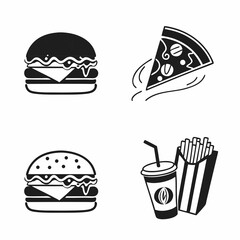 Set of hand drawn elements for baker's menu - black doodle isolated on white background, vector
