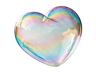 Beautiful heart shaped bubble reflects spectrum of colors, creating whimsical and joyful atmosphere