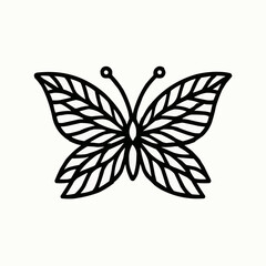 Elegant black butterfly vector illustration with floral ornament design for nature-inspired tattoos