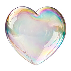 Beautiful heart shaped bubble reflects spectrum of colors, creating mesmerizing visual effect. delicate soap film captures light, enhancing its