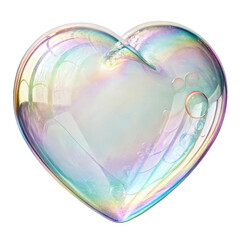 Beautiful heart shaped bubble reflects light in spectrum of colors, creating mesmerizing visual effect that captivates viewer