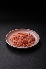 Food, dried squid in shavings or chopped as snacks or jerky. Snack dried squid for beer