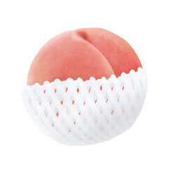 フルーツキャップに包まれたピンク色の白桃