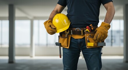 Peralatan Pekerja Konstruksi - Skilled Construction Worker Ready for the Job Tools, Helmet, and Expertise