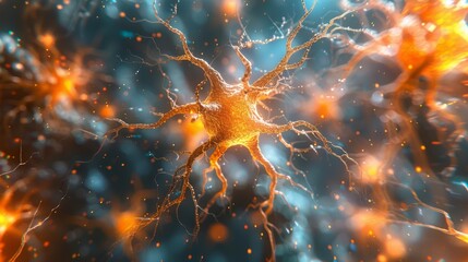 An artistic representation of a neural network showcases intricate structures and glowing connections, symbolizing the complexity of the human brain and its functions.