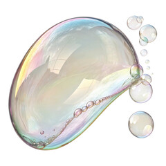 Colorful soap bubble floats gracefully, reflecting light and creating mesmerizing display of colors
