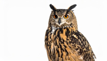 Fototapeta premium Owl sitting on white background, no shadow